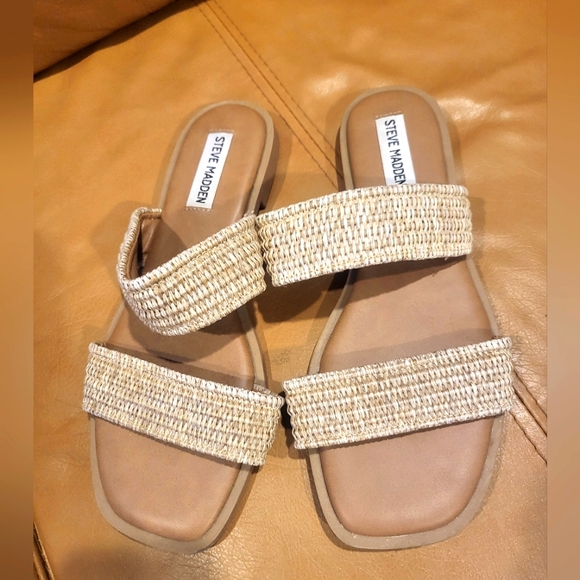 Steve Madden Tan Double-Strap Sandals - Picture 1 of 3